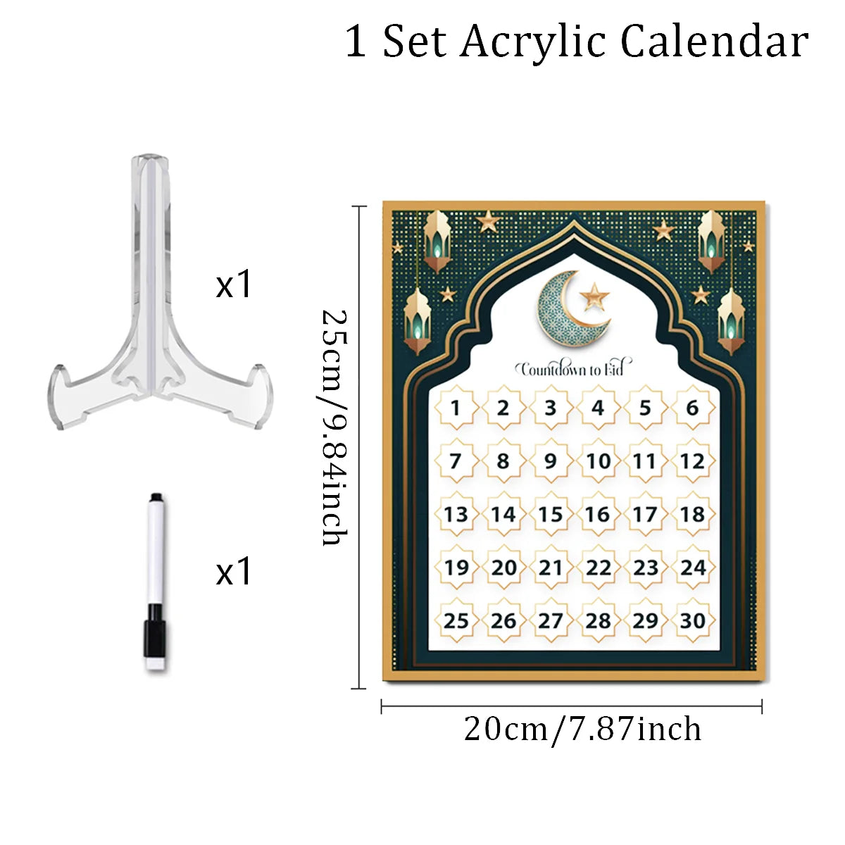 Ramadan Kareem Countdown Calendar Ornament Eid Mubarak Decoration 2025 For Home Muslim Islamic Festival Eid Al-Fitr Party Favors