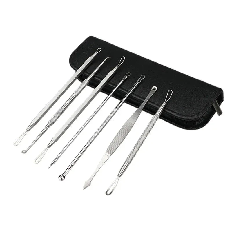 7/8Pcs Stainless Steel Blackhead Remover Tool Set Whitehead Pimple Spot Comedone Acne Extractor Remover Popper Face Tools Kit