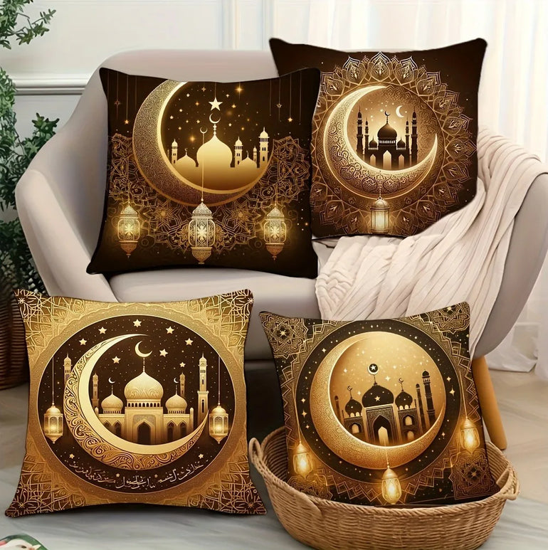 Light Luxury Ramadan Printed Pillowcase Nordic Home Decor Pillowcase Holiday Bedroom Living Room Decor Polyester Cushion Cover