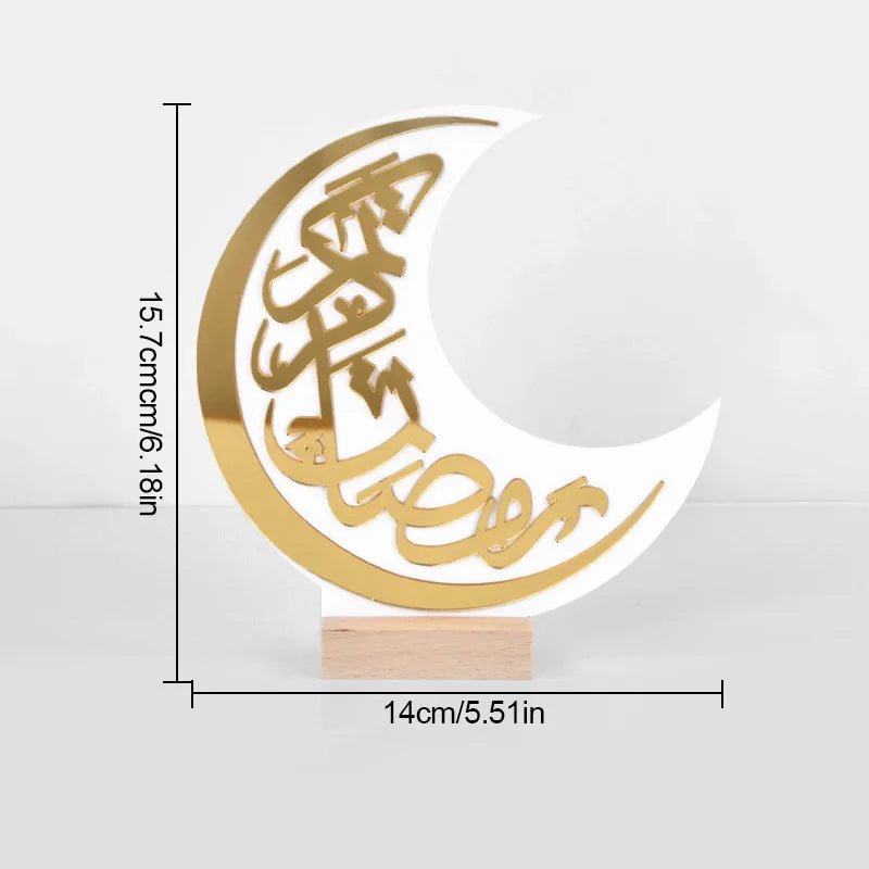 Muslim Acrylic Moon Ornaments 2025 Ramadan Kareem Decoration for Home Table Eid Mubarak Islamic Festival Party Gifts Supplies