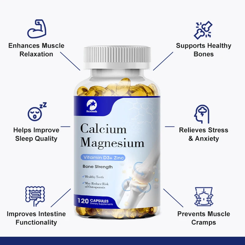 Kexinsh Calcium Magnesium Zinc with Vitamin D3 Capsules Strong Bones Protect Joints Immune Booster Increase Immune System