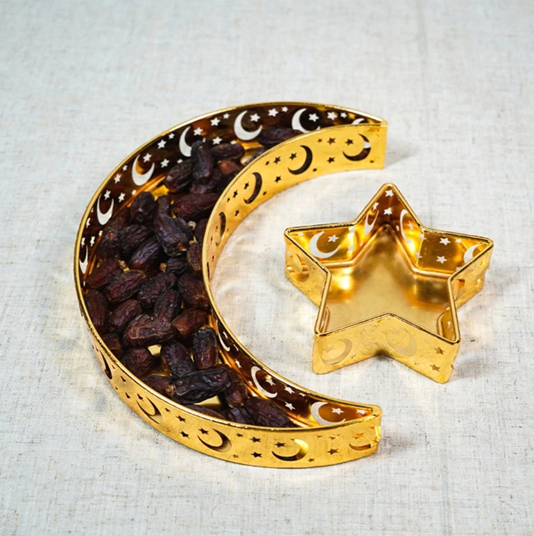 2021 Crescent Moon Srar Eid Ramadan Party Food Serving Tableware Holder Decor Ornament Dessert Pastry Tray Display cake stand