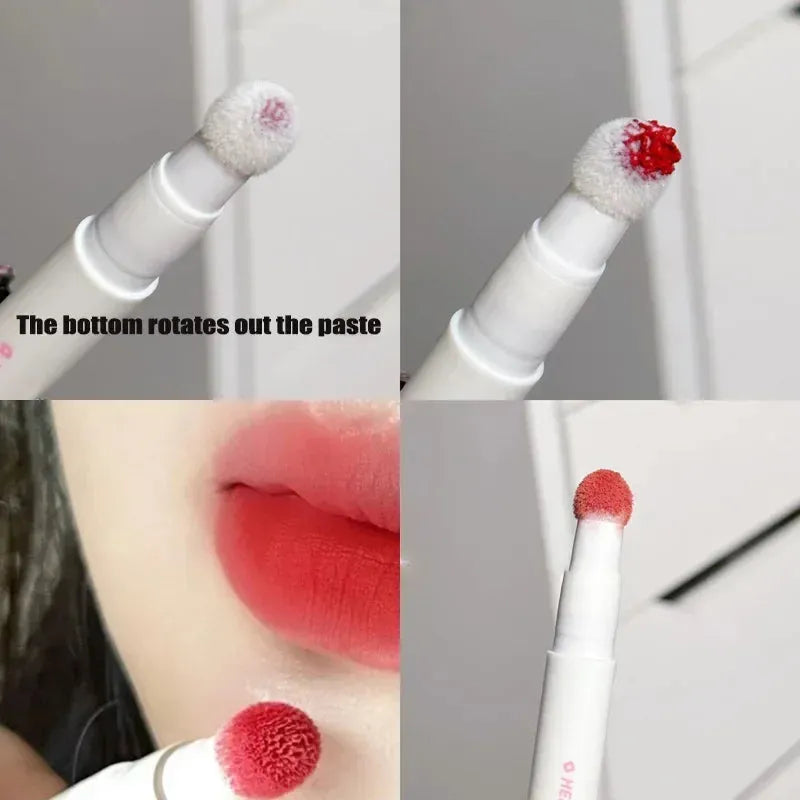 Fluffy Velvet Soft Lip Glaze Liquid Lipstick Waterproof Long Lasting Cream Nude Matte Rose Red Pigment Lip Tint Paste