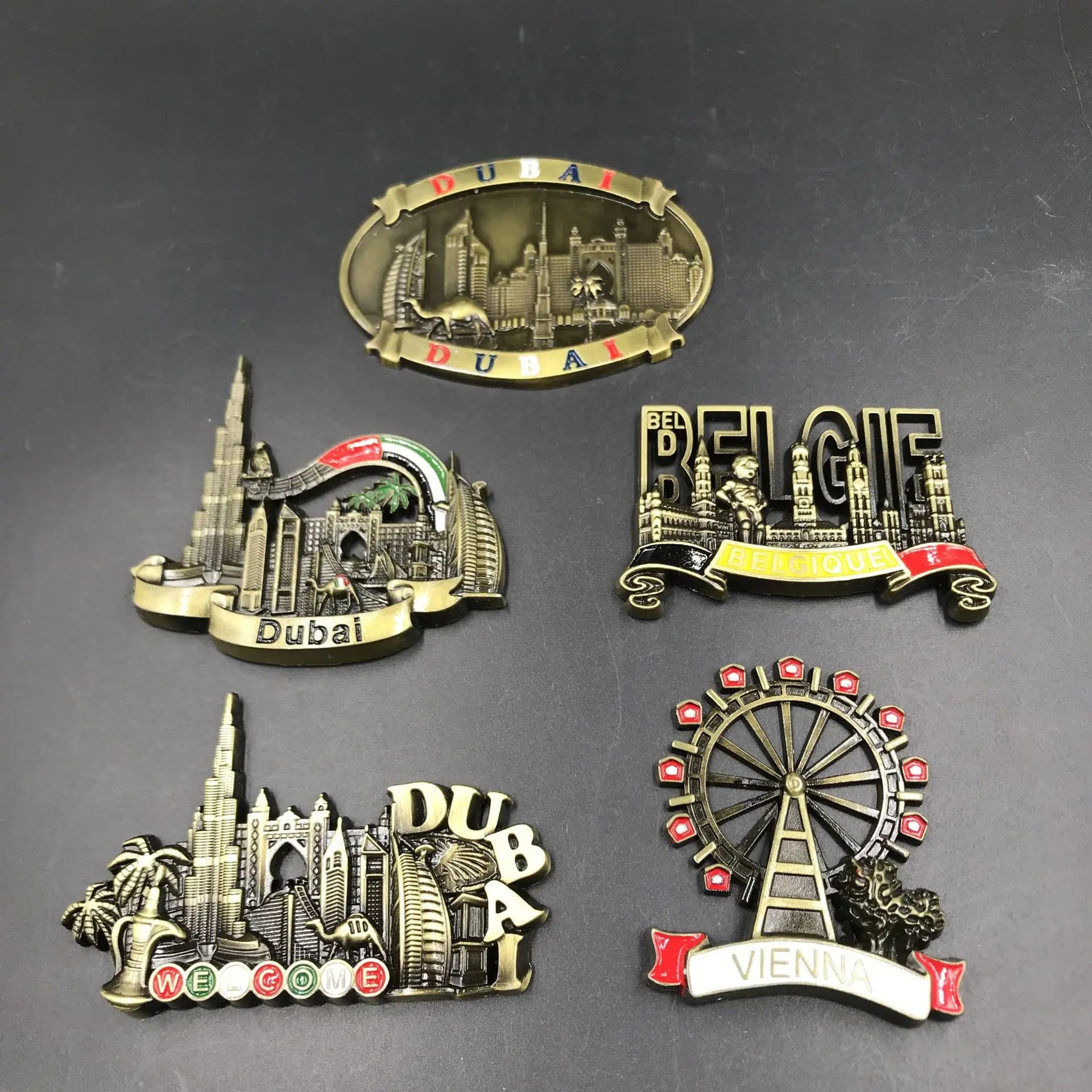 Dubai UAE Belgium Vienna Metal 3D Magnetic Fridge Stickers