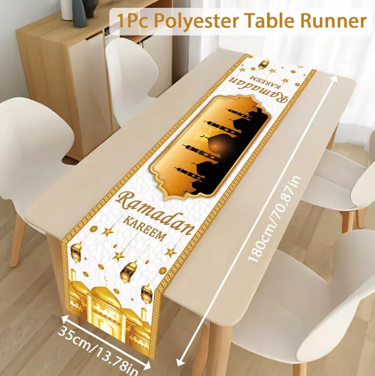 Ramadan Kareem Table Runner Eid Mubarak Decor 2025 for Home Ramadan Mubarak Islamic Muslim Party Eid Al-Fitr Gifts Ramadan Decor