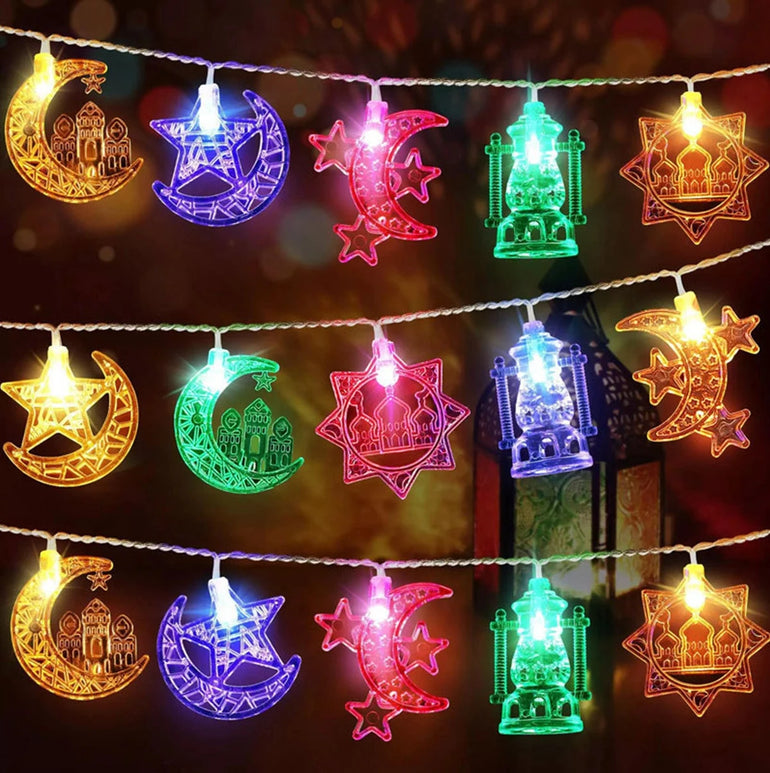 Moon Star Eid Mubarak String Light 2025 Ramadan Decoration For Home Ramadan Kareem Islam Muslim Party Decor Eid Al Adha Gifts