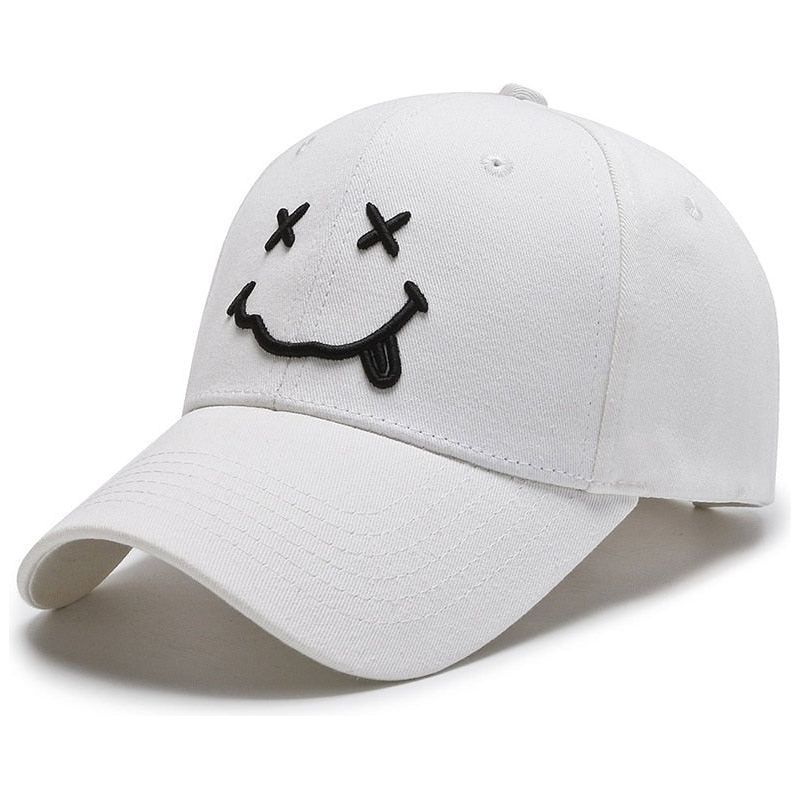 Smile Face Embroidery Baseball Caps Kpop Black Cotton Adjustable Snapback - Jointcorp