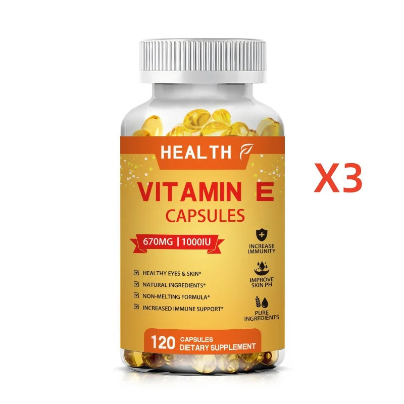 HEALTH Natural Treasure Vitamin E 1000 IU Soft Capsules, Supporting Antioxidant Health and Immune System