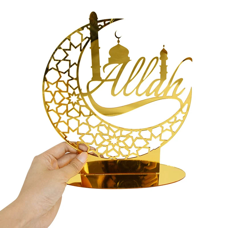 Eid Mubarak Table Ornaments Gold Star Moon Ramadan Kareem Home Decoration 2024 Islamic Muslim Home Party Decor Eid Al-fitr Gifts