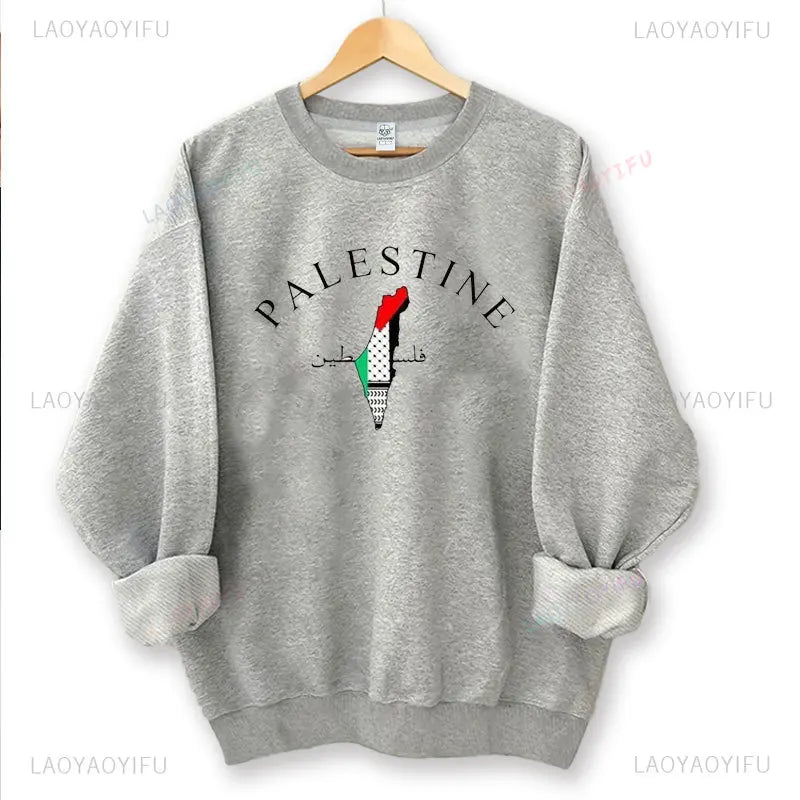 Vintage Printed Palestine Sweatshirt Round Neck Top Pullover For Men Women Casual Streetwear Hoodies New Autumn winter Hoody