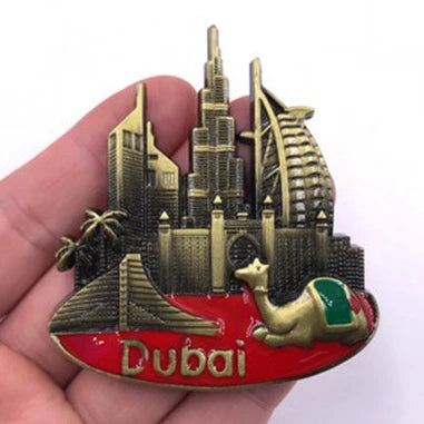 Dubai Travelling Souvenirs Metallic Fridge Magents UAE Tourist Souvenirs Metal Magnetic Sticketrs for Message Board Home Decor