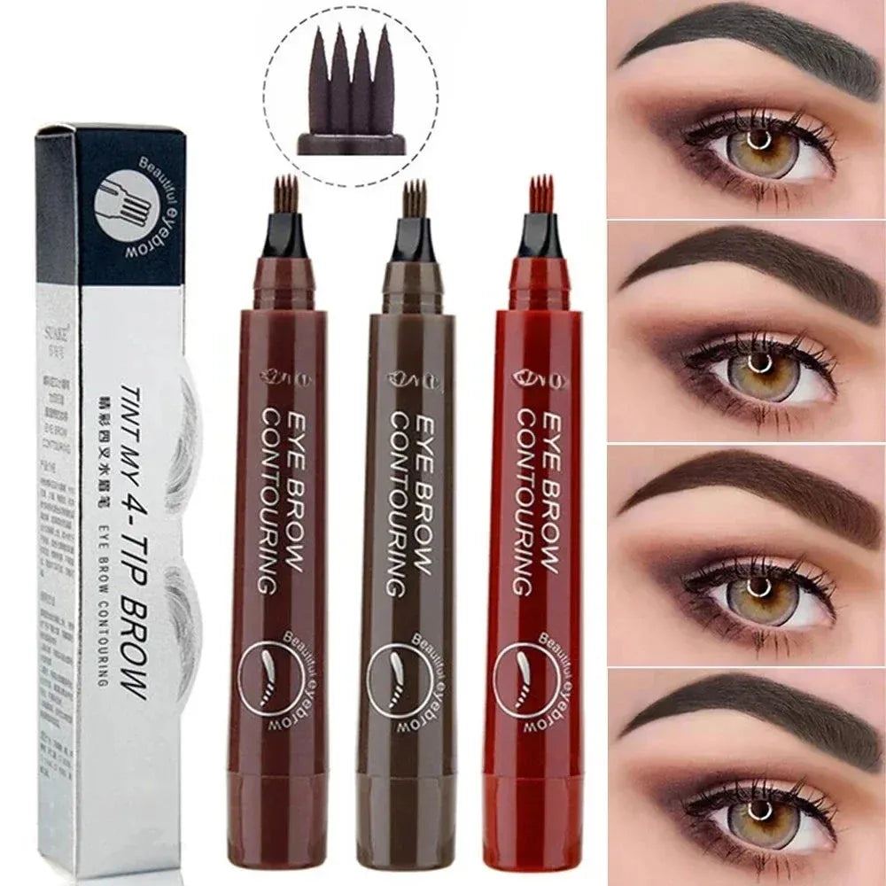 5-Color Four-Pronged Eyebrow Pencil Eyebrow Brush Split Liquid Waterproof Long-Lasting Eyebrows Pencil Eyebrow Shadow Style Tool