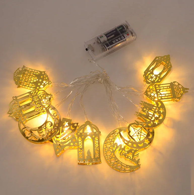 Ramadan Decoration Plastic Lantern Led String Lights Ramadan Kareem Decor Eid Mubarak Gift Al-Fitr Eid Festival Party Supplies