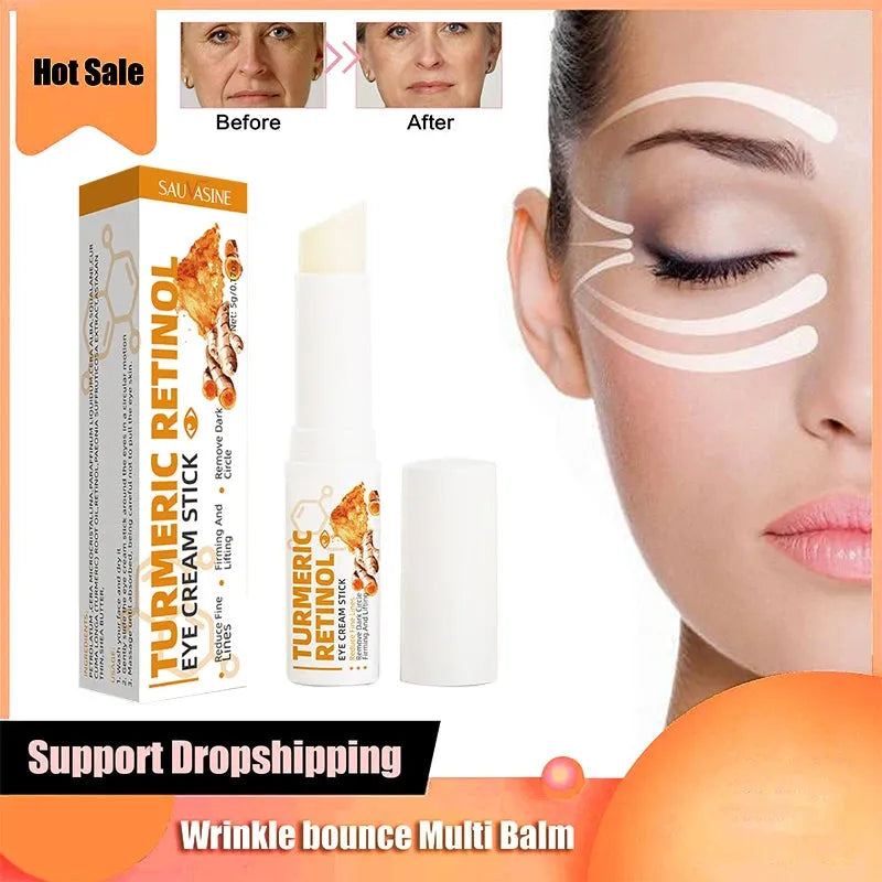 Turmeric Eye Cream Stick Remove Dark Circles Fat Brightening Eyes Anti-Puffiness Lift Firming Fine Lines Eye Care