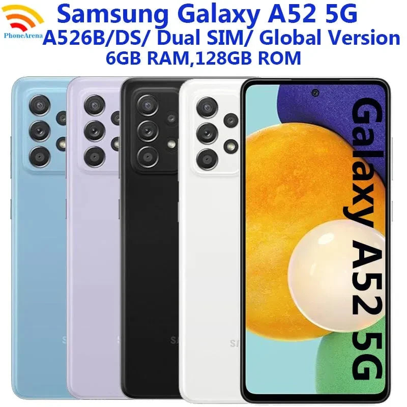 Samsung Galaxy A52 5G A526B/DS 6.5" 6GB RAM 128GB ROM Global Version Octa Core Fingerprint NFC Original Unlocked  LTE AMOLED