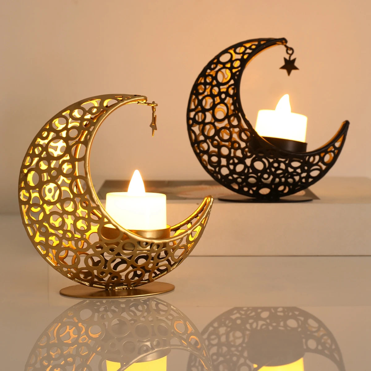 Ramadan Decor Moon Candlestick EID Mubarak Decor 2025 Home Candle Holder Ramadan Kareem Islamic Muslim Party Eid Al Adha Gifts