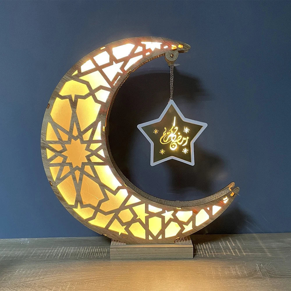 2023 Gold Ramadan Moon Led Lamp Decoration for Home Metal Ramadan Kareem Light Decoration Eid Mubarak Muslim Eid Al Adha Gifts