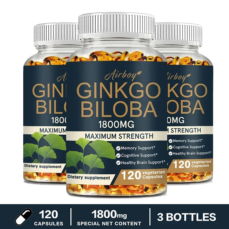 Ginkgo Biloba - Helps Maintain Brain Power, Energy, Memory, Concentration, Anti-Fatigue, Antioxidant