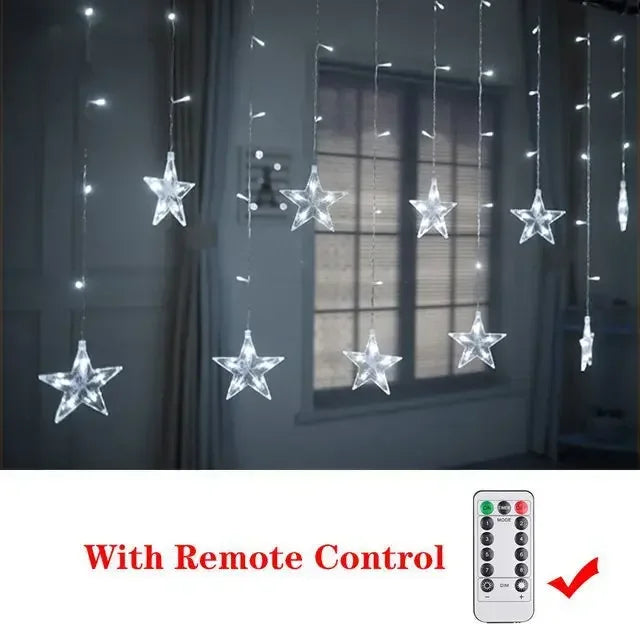 Star Moon Led Curtain Garland String Light EID Mubarak Ramadan Decoration for Christmas Home 2025 Islam Muslim E