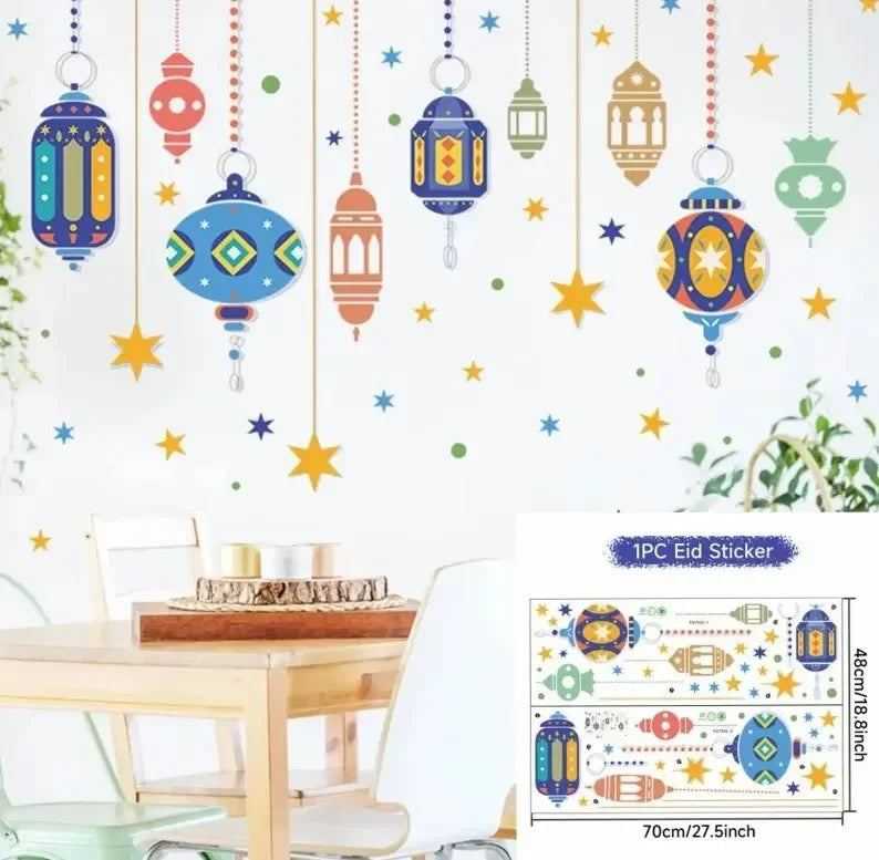 Eid Mubarak Wall Window Stickers Ramadan Decorations for Home 2025 Ramadan Kareem Islamic Muslim Party Decor Eid Mubarak Gifts