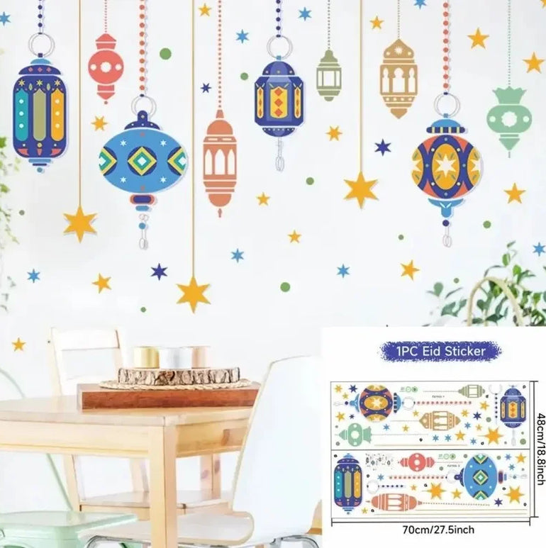 Eid Mubarak Wall Window Stickers Ramadan Decorations for Home 2025 Ramadan Kareem Islamic Muslim Party Decor Eid Mubarak Gifts