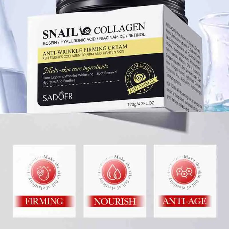 SADOER Snail Collagen Face Cream Faical Moisturizing Brightening Firming Hydrating Facial Creams Beauty Face Skin Care Products