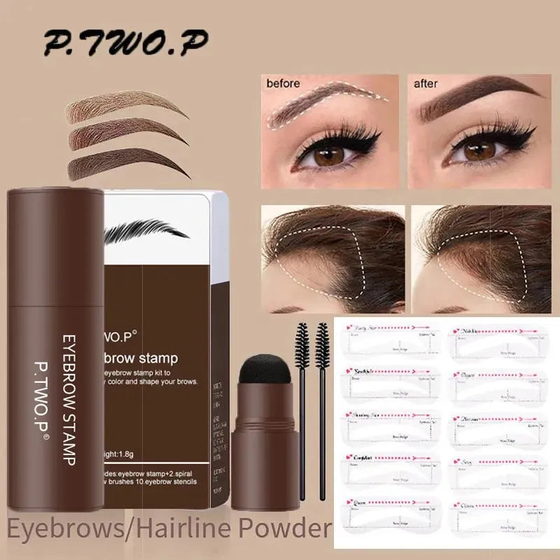 1 Set Lazy Eyebrow Powder Stamp Set Retouching Eyebrow Hairline Face Shadow Waterproof Long Lasting Easy Colouring No Smudge