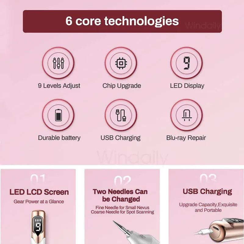 LCD Laser Plasma Pen Skin Tag Remover Kit Freckle Black Dot Papilloma Warts Mole Pimples Tattoo Remaval  Beauty Care Tool Device