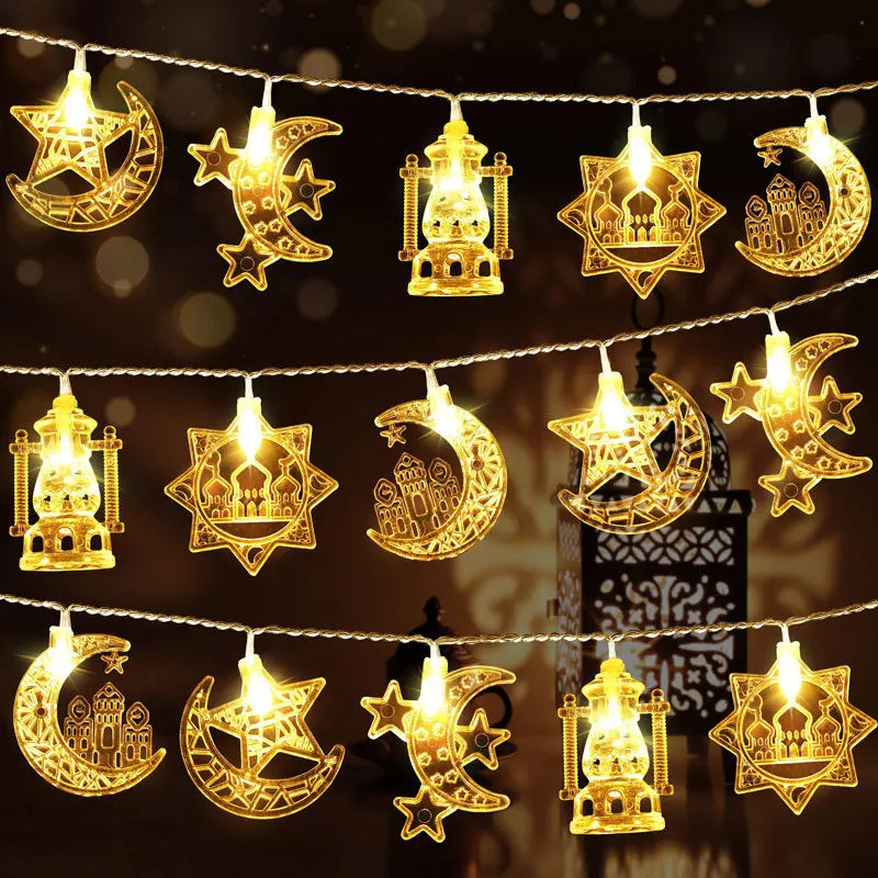 Ramadan Decorations 2024 Led String Lights Moon Star Light EID Mubarak Gift Islamic Muslim Ramadan Kareem Decoration For Home