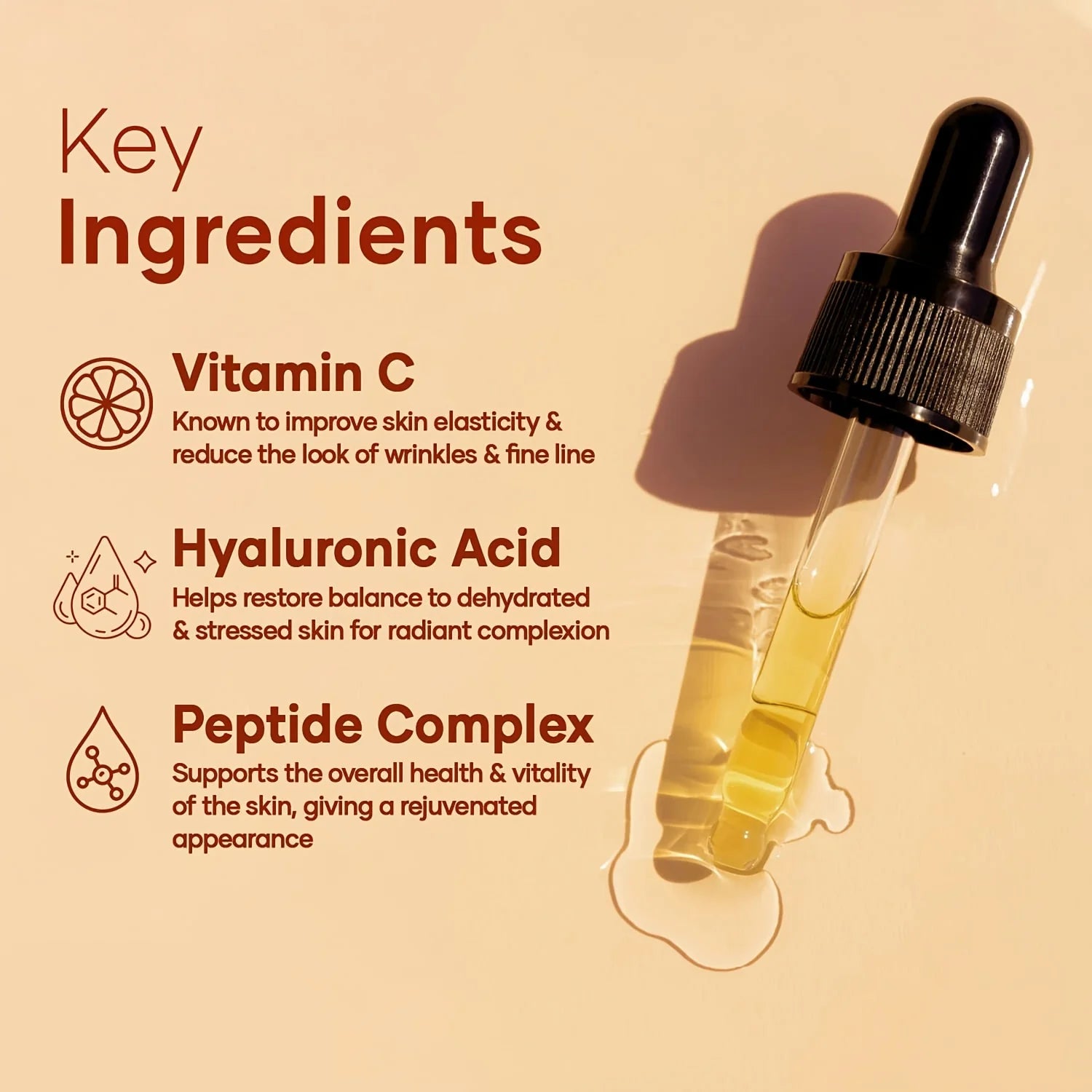 Vitamin C Serum for Face Enhanced with Hyaluronic Acid Peptides