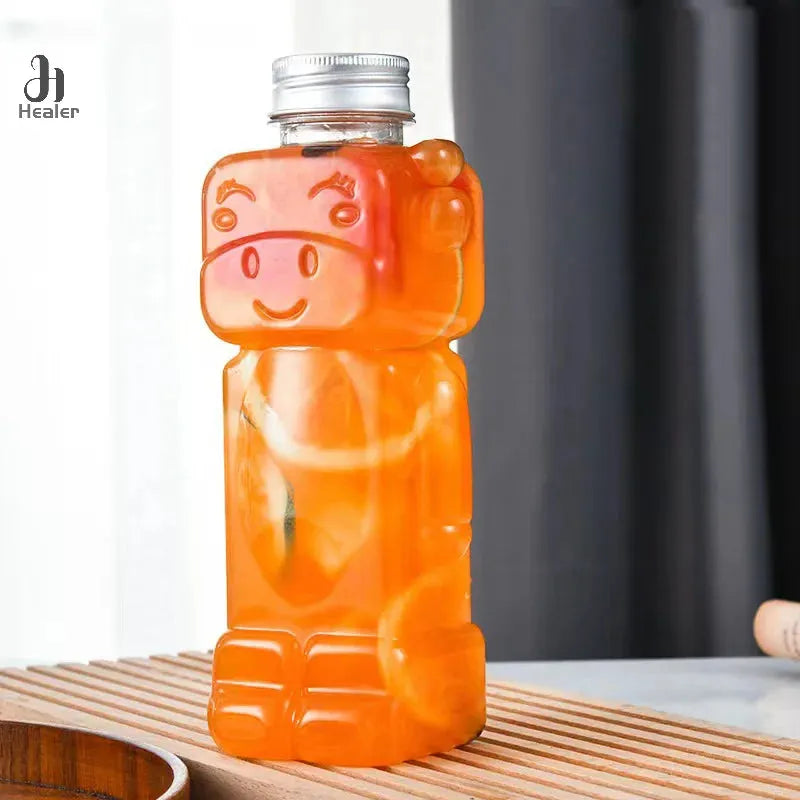 1Pc 350/500ML Homemade Juice Bottles Transparent Pet Juicing Beverage PET Bottle Cold Drink Bottle With Sealed Cap