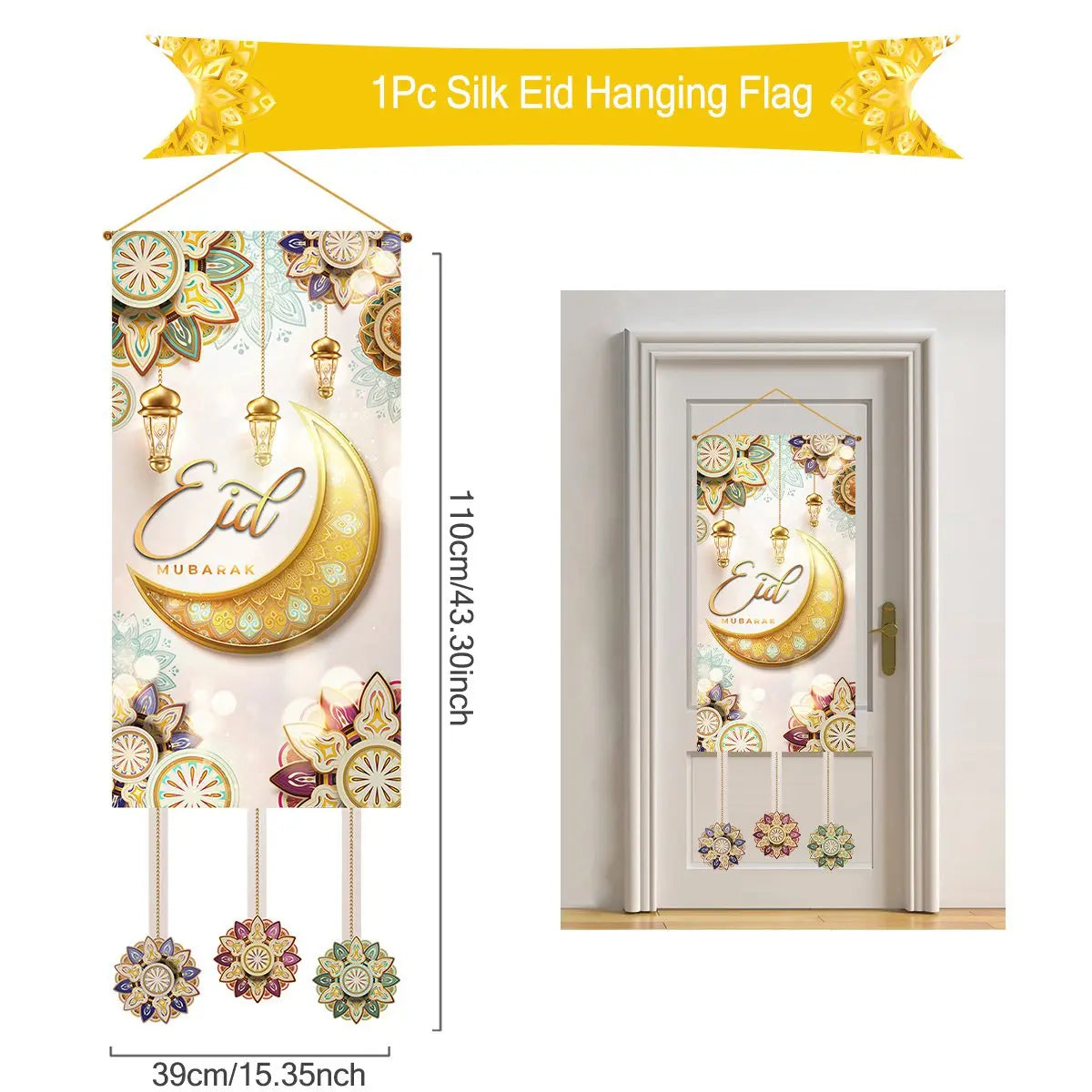 Eid Mubarak Decoration 2025 Hanging Flag Ramadan For Home Door Islamic Muslim Party Decor Ramadan Kareem Banner Eid Al-Fitr Gift