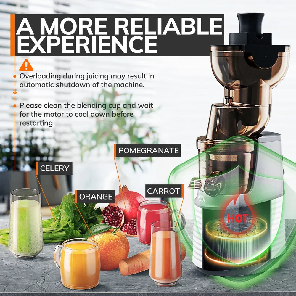 MIUI Slow Juicer Electric Cold Presses with Stainless Steel strainer,Rated power 250W, Modle-Professional
