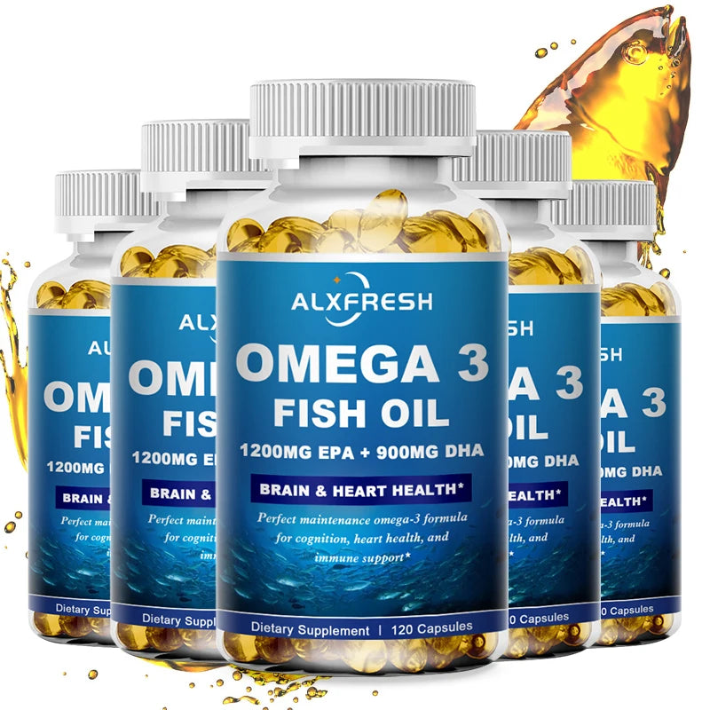 Alxfresh Omega 3 Fish Oil –3600mg High EPA 1300mg DHA 900mg–120/60 Capsule Dietery Supplement Health Support Non-GMO Gluten Free