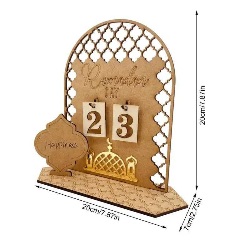 Wooden Ramadan Countdown Calendar Gifts Day of Ramadan Calendar with Replacing Number 2024 Eid Mubarak Home Decoration Ornament