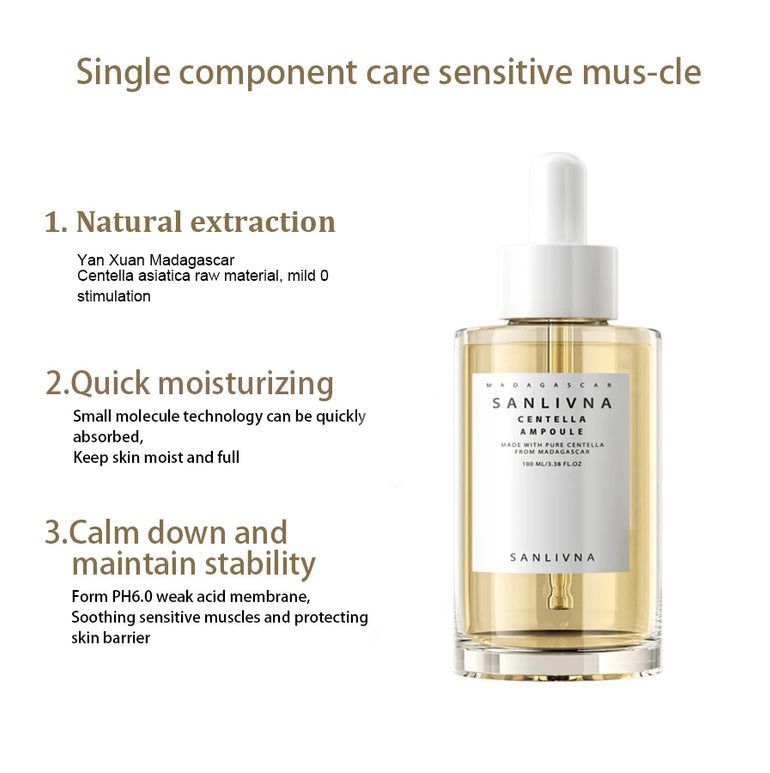 Madagascar Centella Asiatica Ampoule Facial Serum , Prone and Sensitive Skin  Moisturizing Skin Firming Korean Glass Skin car