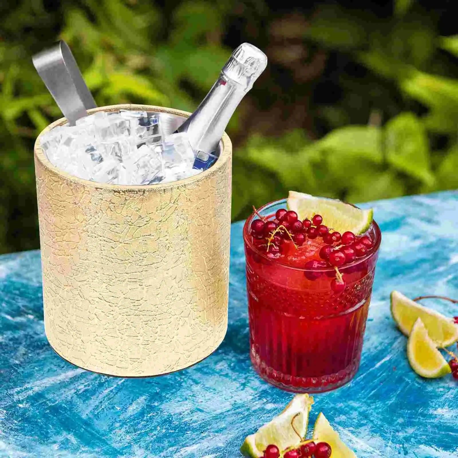 Bucket Ice Chiller Beverage Cooler Bottle Buckets Beer Tub Bar Holder Metal Cocktail Drink Insulated Cube Steel Champagne Bucket