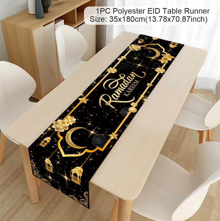 Ramadan Decoration Table Runner EID Mubarak Decor 2025 For Home Tablecloth Ramadan Kareem Islamic Muslim Party Eid Al-Fitr Gifts