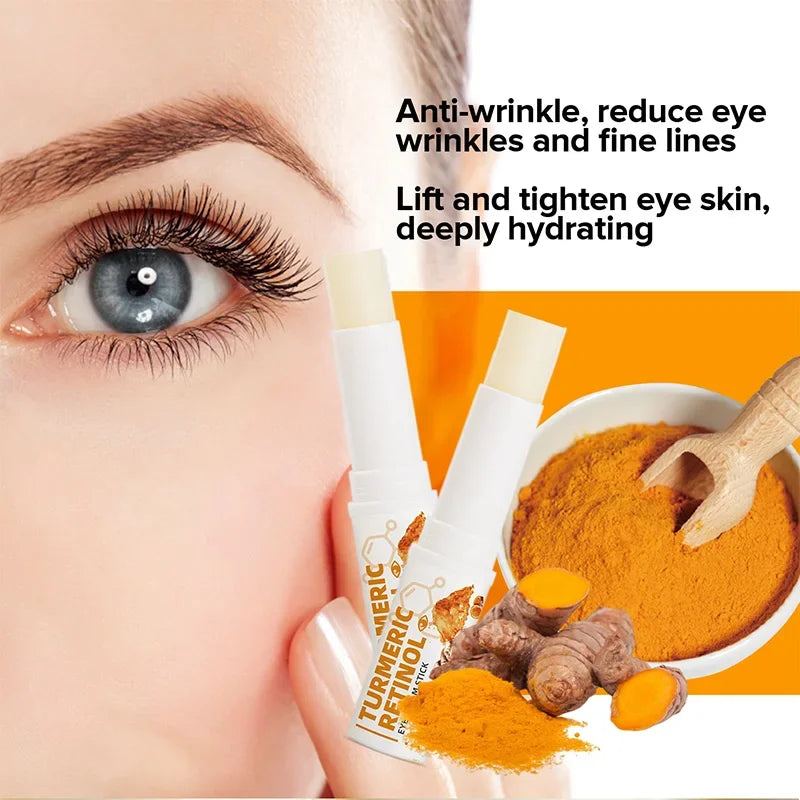 Turmeric Eye Cream Stick Remove Dark Circles Fat Brightening Eyes Anti-Puffiness Lift Firming Fine Lines Eye Care