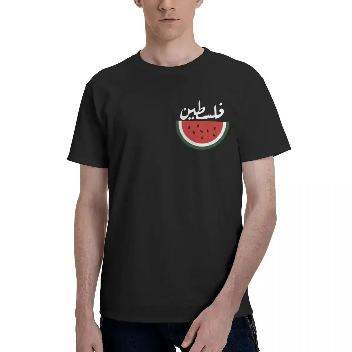 Palestine Watermelon Palestinian T-Shirts for Men Novelty Cotton Tee Shirt Round Neck Short Sleeve T Shirts Gift Idea Tops