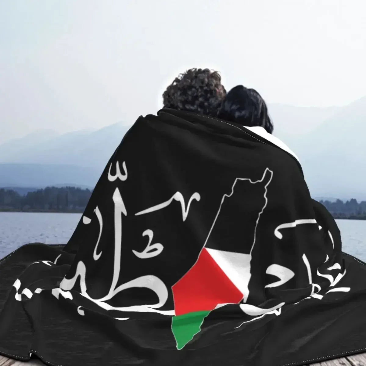 Palestinian Arabic Blanket Cover Flannel Palestine Solidarity Flag Map Warm Throw Blankets for Airplane Travel Bedroom Quilt