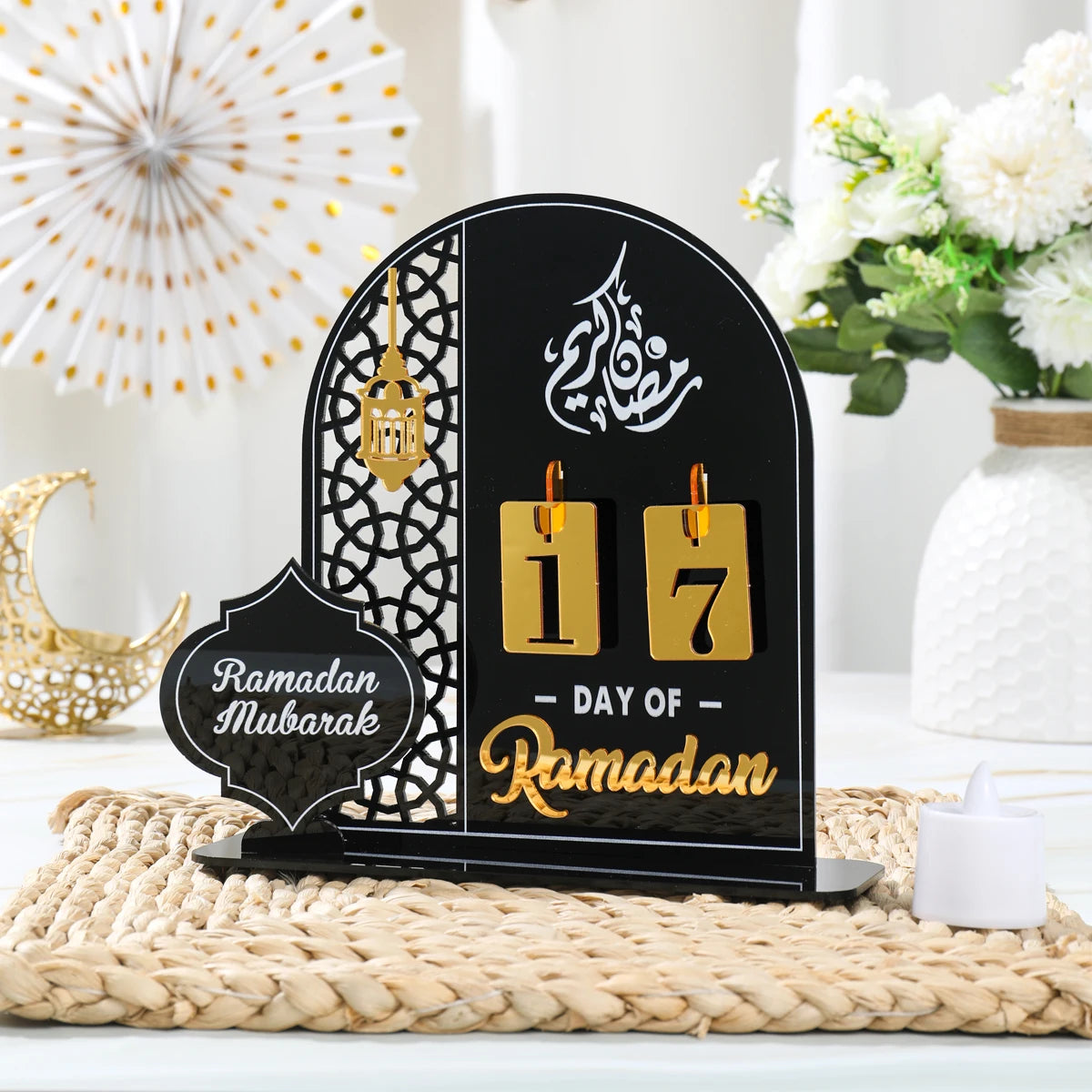 Ramadan Countdown Calendar Acrylic Eid Mubarak Ornament Kareem Ramadan Decoration 2025 For Home Islamic Muslim Party Decor Gifts