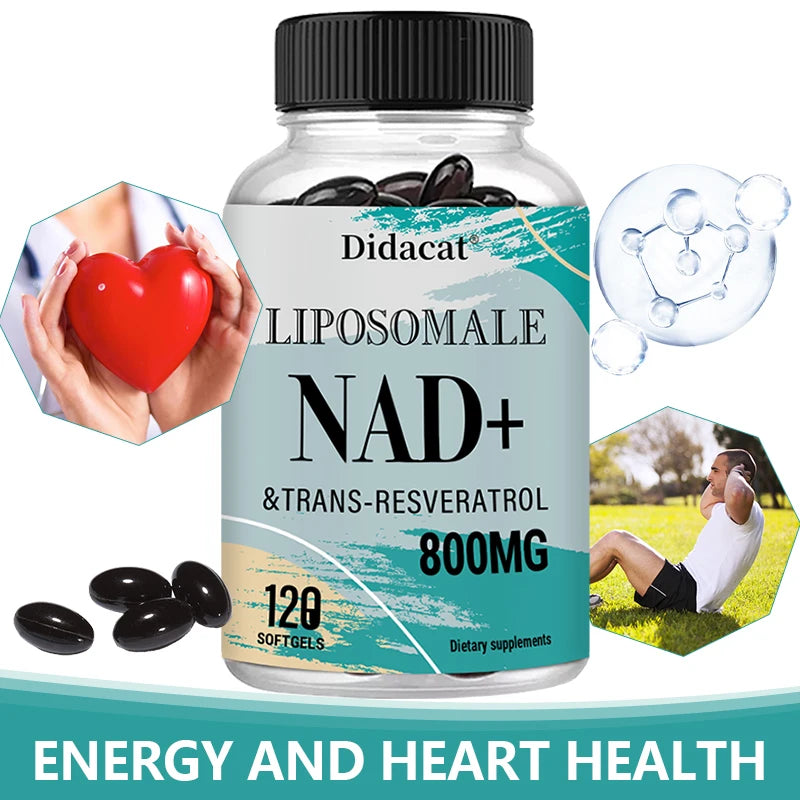 Liposomal NAD+ with Trans-Resveratrol Supplement - High Dose 800mg for Optimal Absorption - Supports Heart, Cell & Muscle Health