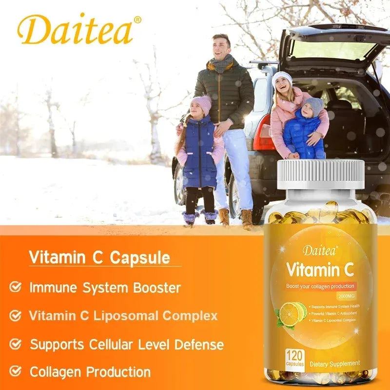 Vitamin C 2000 Mg, High Absorption Vitamin C, Maximized, for The Immune System and Antioxidants, Collagen Booster