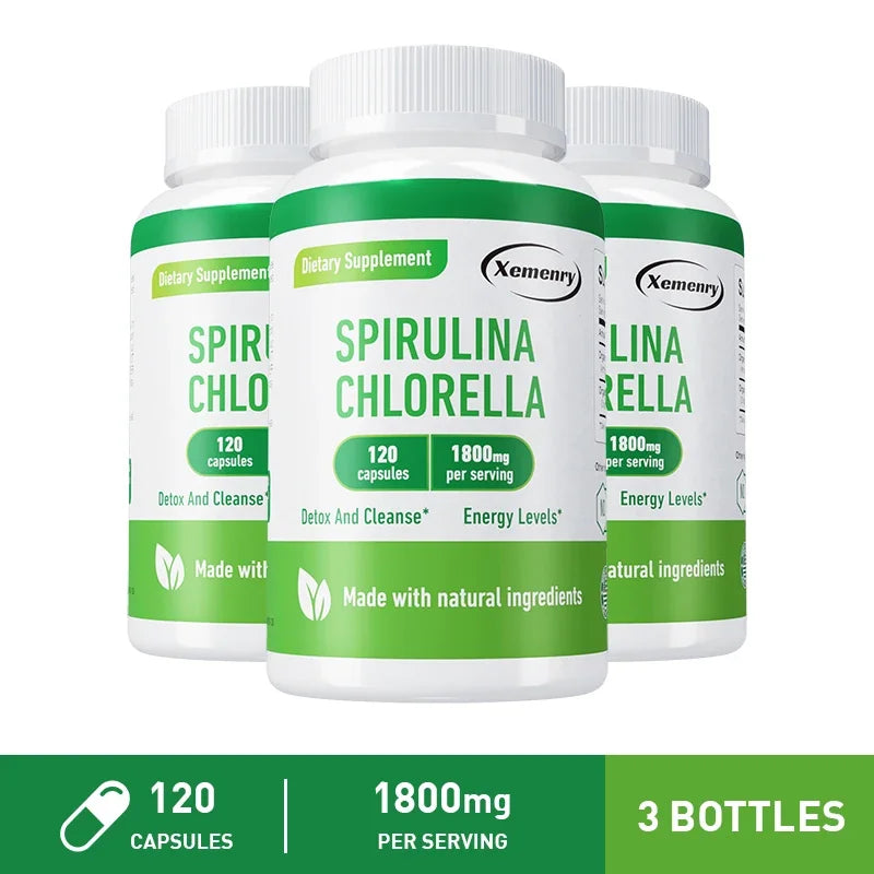 Spirulina Chlorella Capsules - Used for Immunity, Antioxidants, and Energy Support, Antioxidant