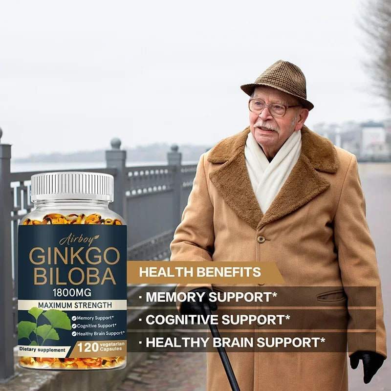 Ginkgo Biloba - Helps Maintain Brain Power, Energy, Memory, Concentration, Anti-Fatigue, Antioxidant