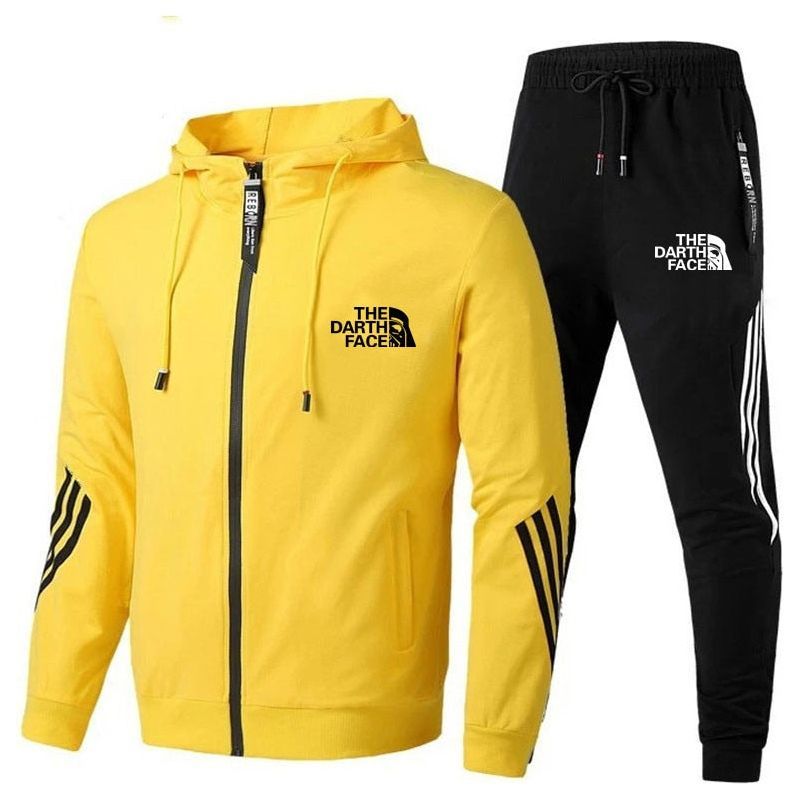 Men's Spring And Autumn Hoodie Sportswear Set Two-piece Sportswear Casual Zipper Jacket + Pants Running Sports Suit