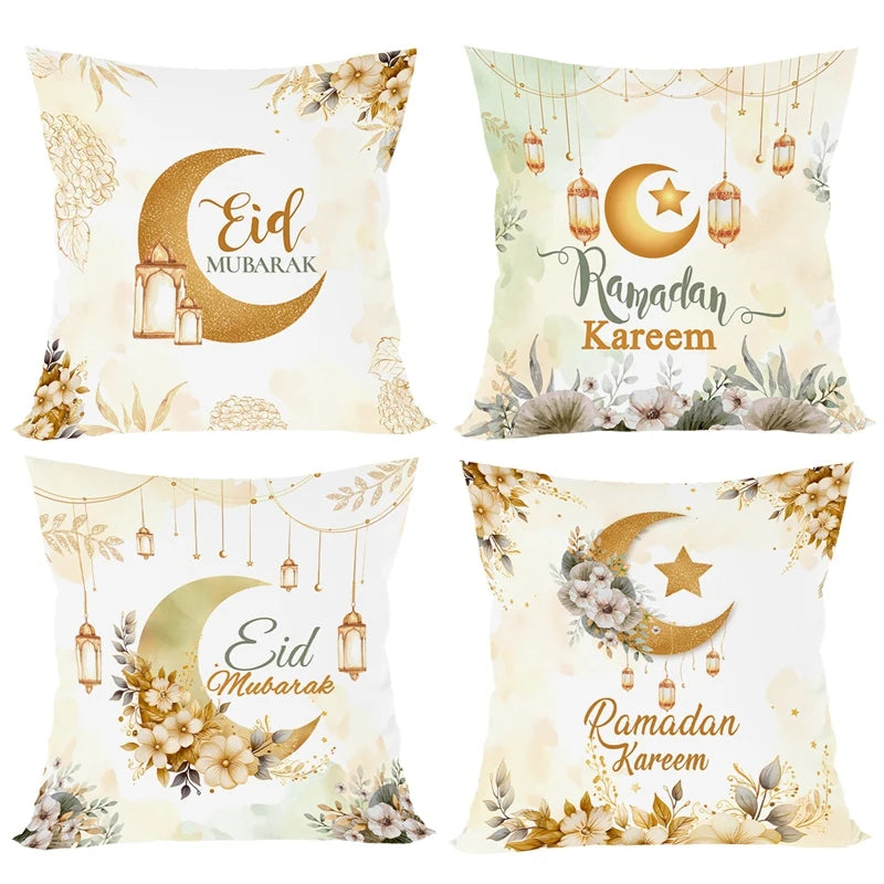 Eid Mubarak Cushion Cover Pillow Case Ramadan Kareem Decoration For Home 2025 Muslim Islam Party Decor Gift Eid Al Adha Supplies