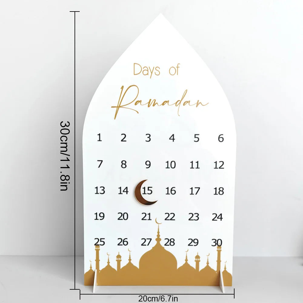 Acrylic Ramadan Countdown Calendar Gifts Day of Ramadan Calendar with Replacing Number 2025 Eid Mubarak Home Decoration Ornament