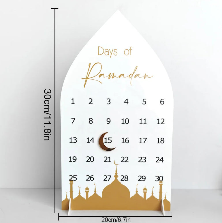 Acrylic Ramadan Countdown Calendar Gifts Day of Ramadan Calendar with Replacing Number 2025 Eid Mubarak Home Decoration Ornament